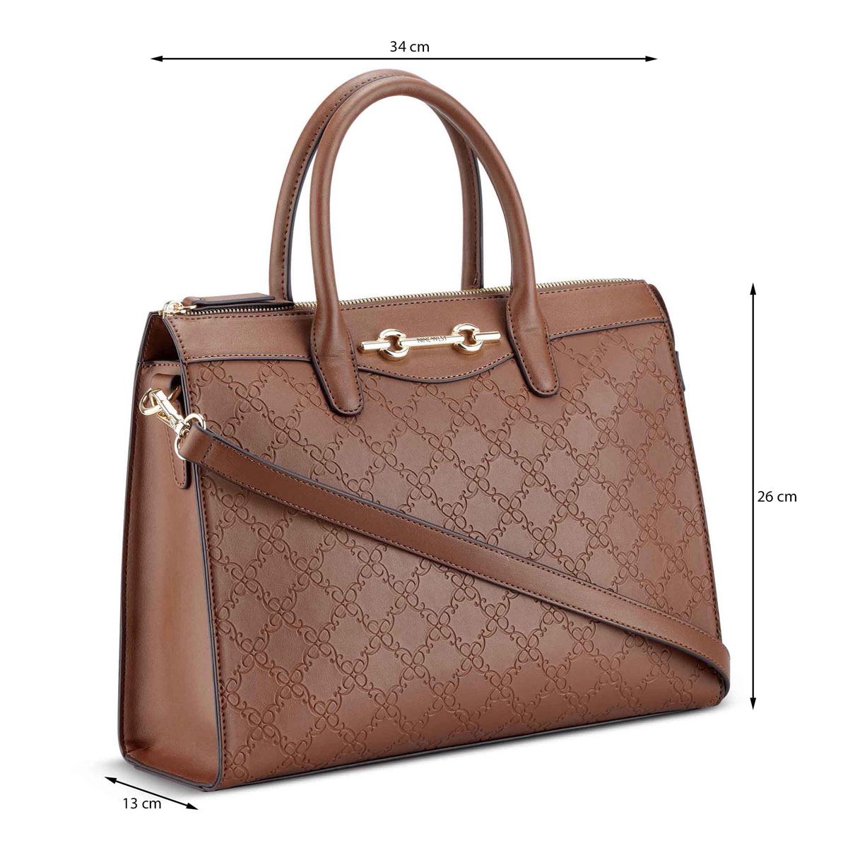 Bolsa satchel color Cafe para mujer NINE WEST