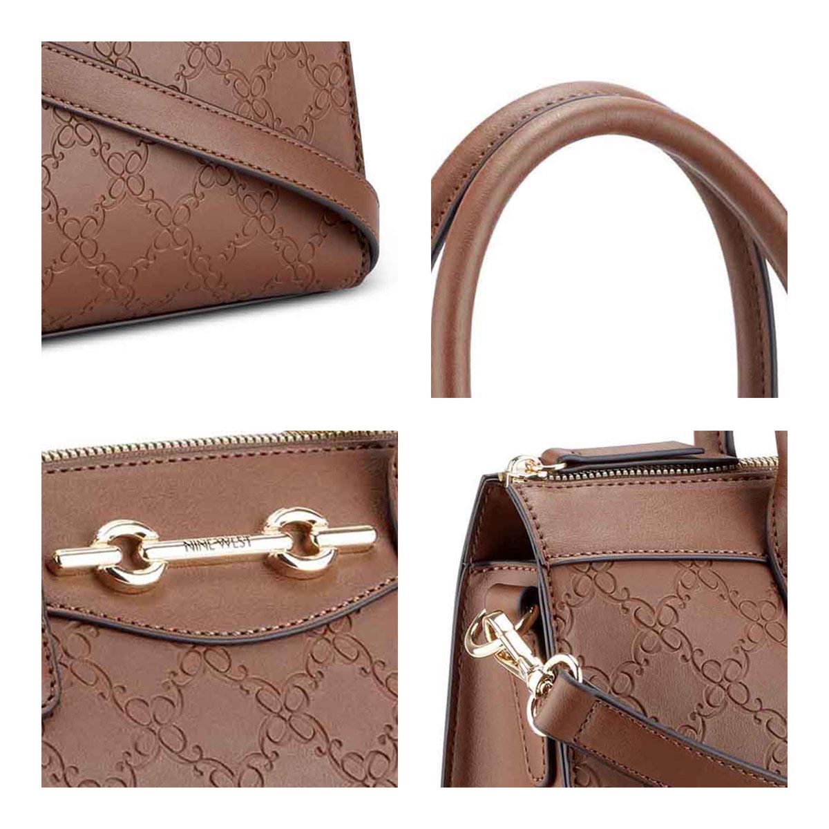 Bolsa satchel color Cafe para mujer NINE WEST