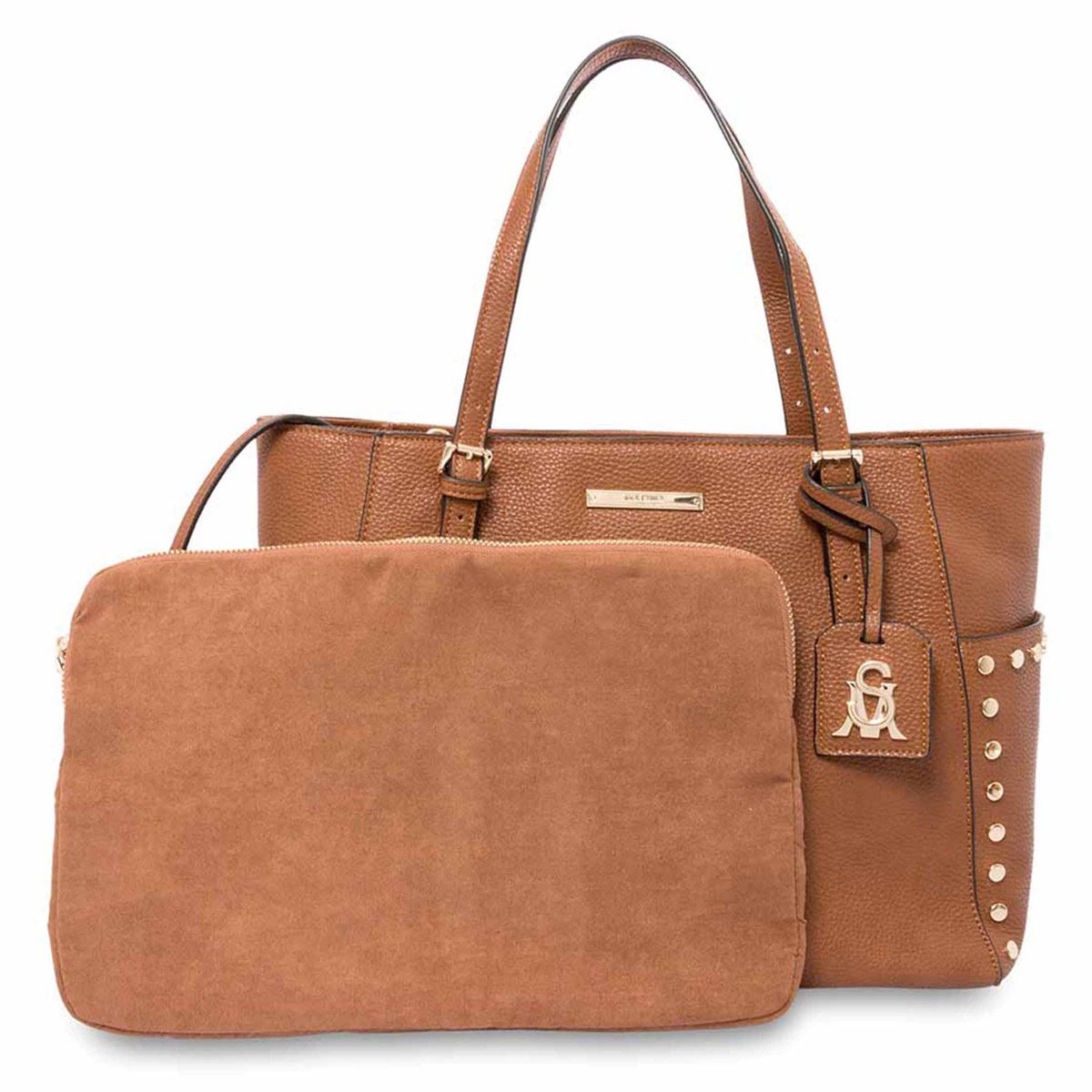 Bolso tote Steve Madden coñac con bolso desprendible