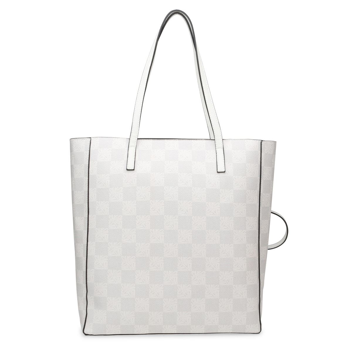 Bolso Steve Madden tote estampado cuadros color blanco bkimlogo
