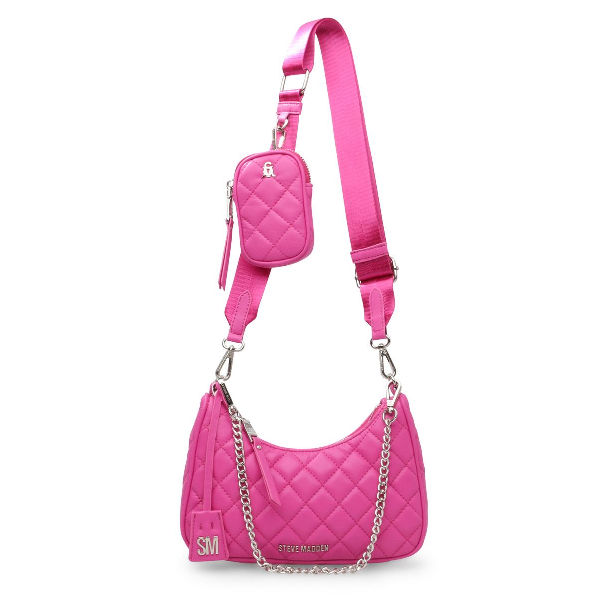 Bolso Steve Madden crossbody capitoneado color rosa bjamming