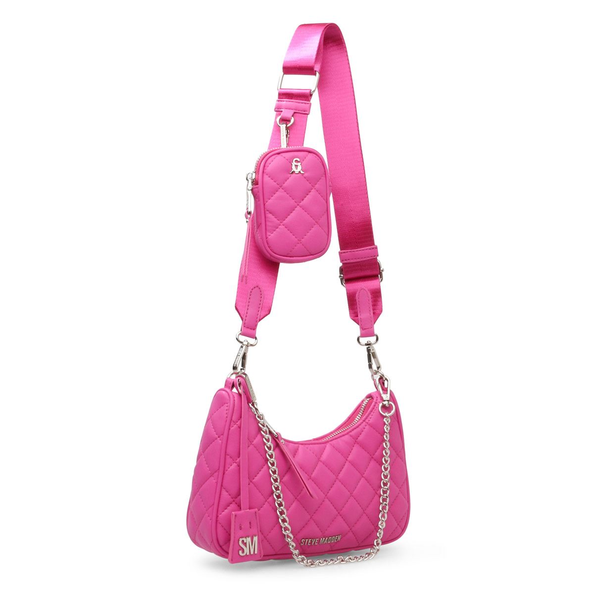Bolso Steve Madden crossbody capitoneado color rosa bjamming