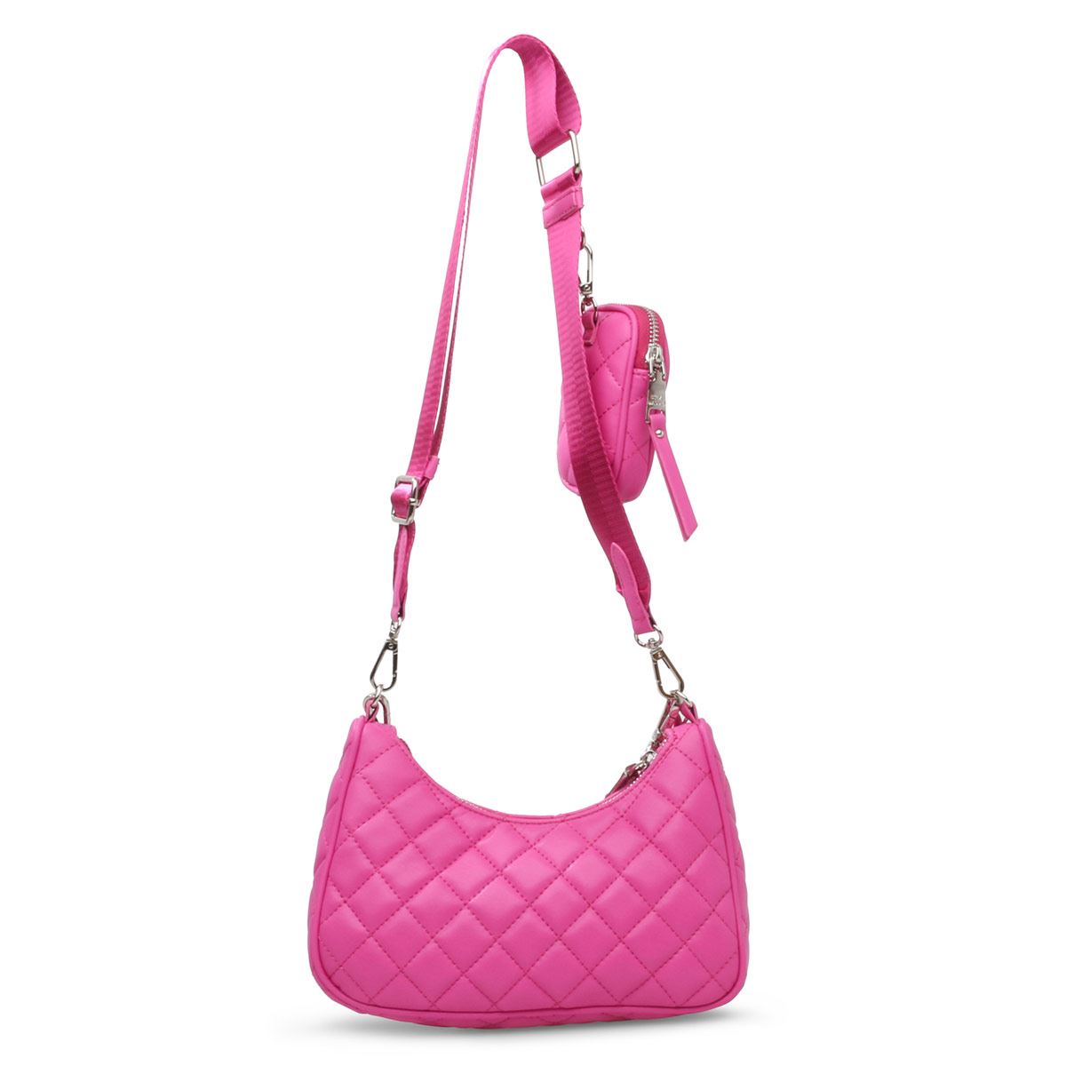 Bolso Steve Madden crossbody capitoneado color rosa bjamming