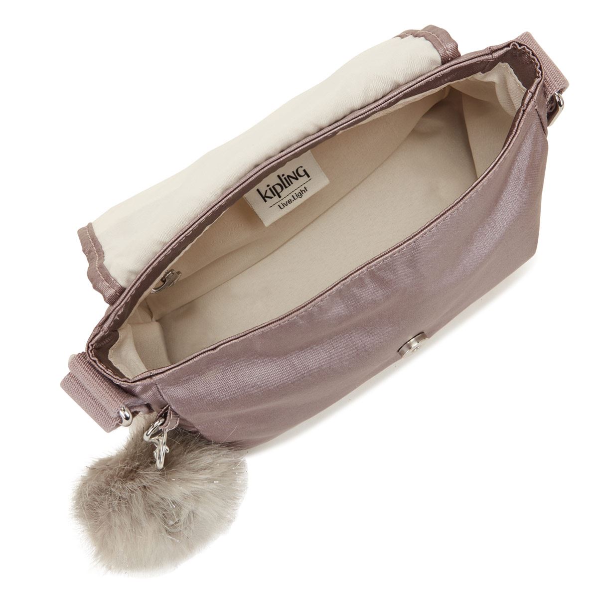 Bolsa Crossbody Bags Color Rosa Metálico Para Mujer Kipling