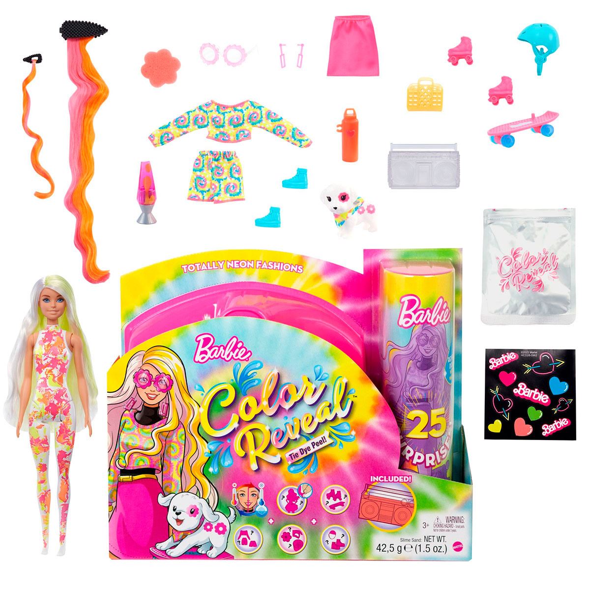 Barbie Color Reveal, Set de Regalo Estilos Tie-Dye, Muñeca para niños a partir de 3 años