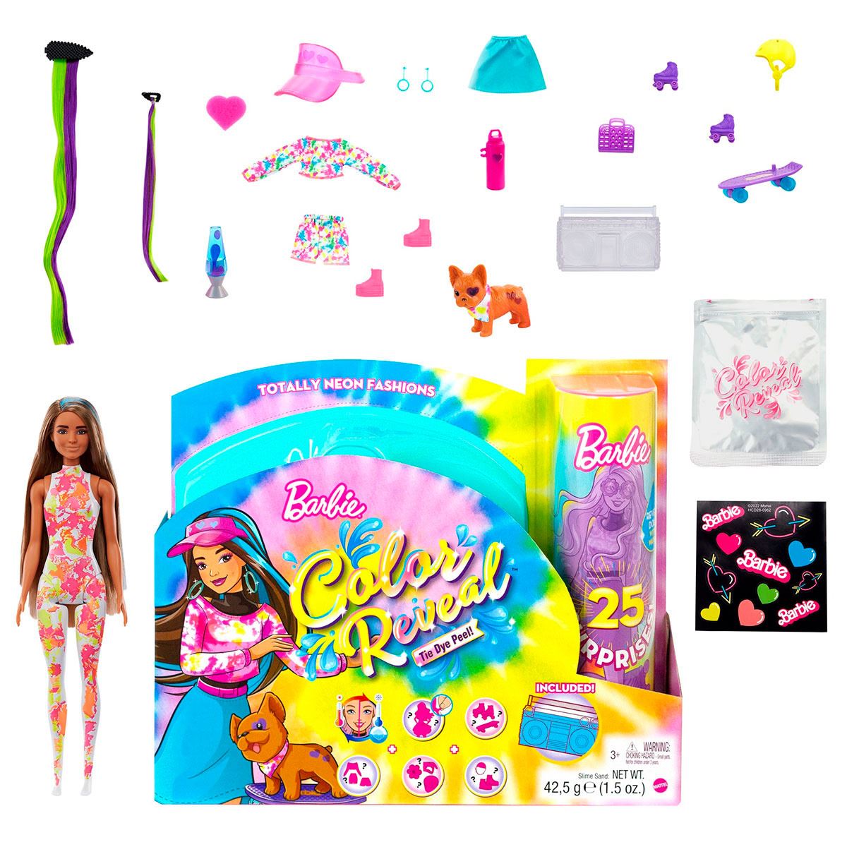 Barbie Color Reveal, Set de Regalo Estilos Tie-Dye, Muñeca para niños a partir de 3 años