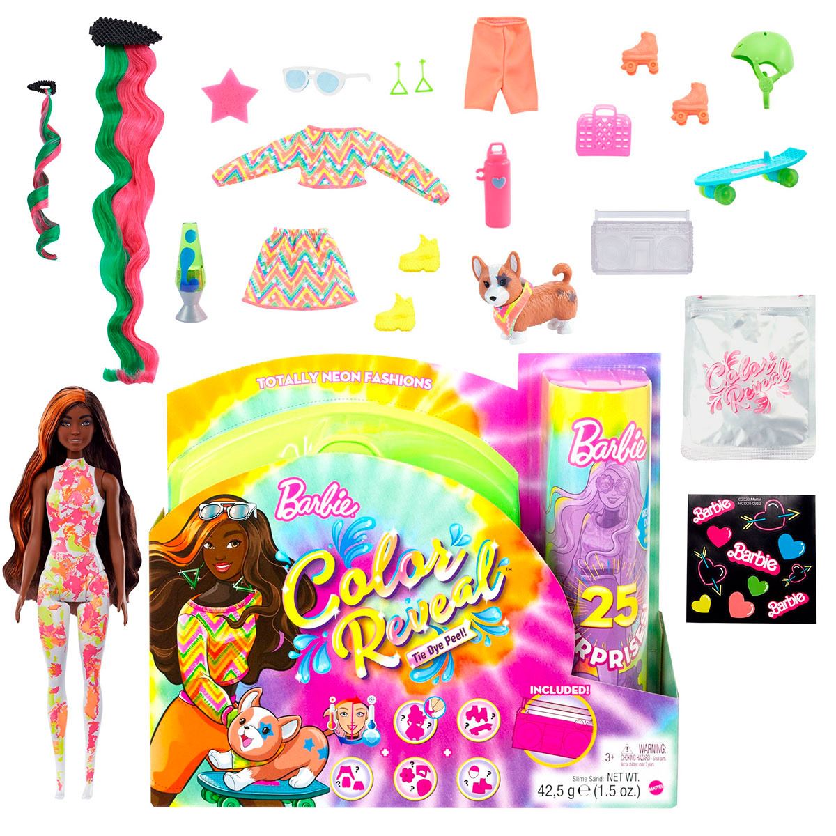 Barbie Color Reveal, Set de Regalo Estilos Tie-Dye, Muñeca para niños a partir de 3 años