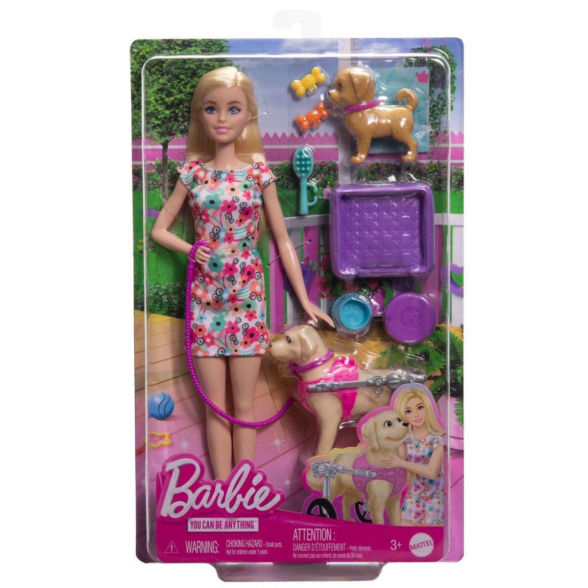 Barbie - Set de Juego Paseo de Perrito con Silla de Ruedas