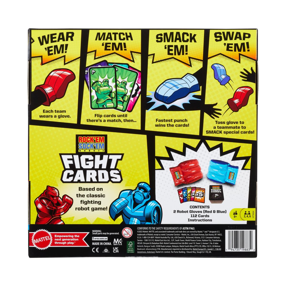 ROCK 'EM SOCK 'EM Cartas - Mattel Games - Juego Mesa Adultos