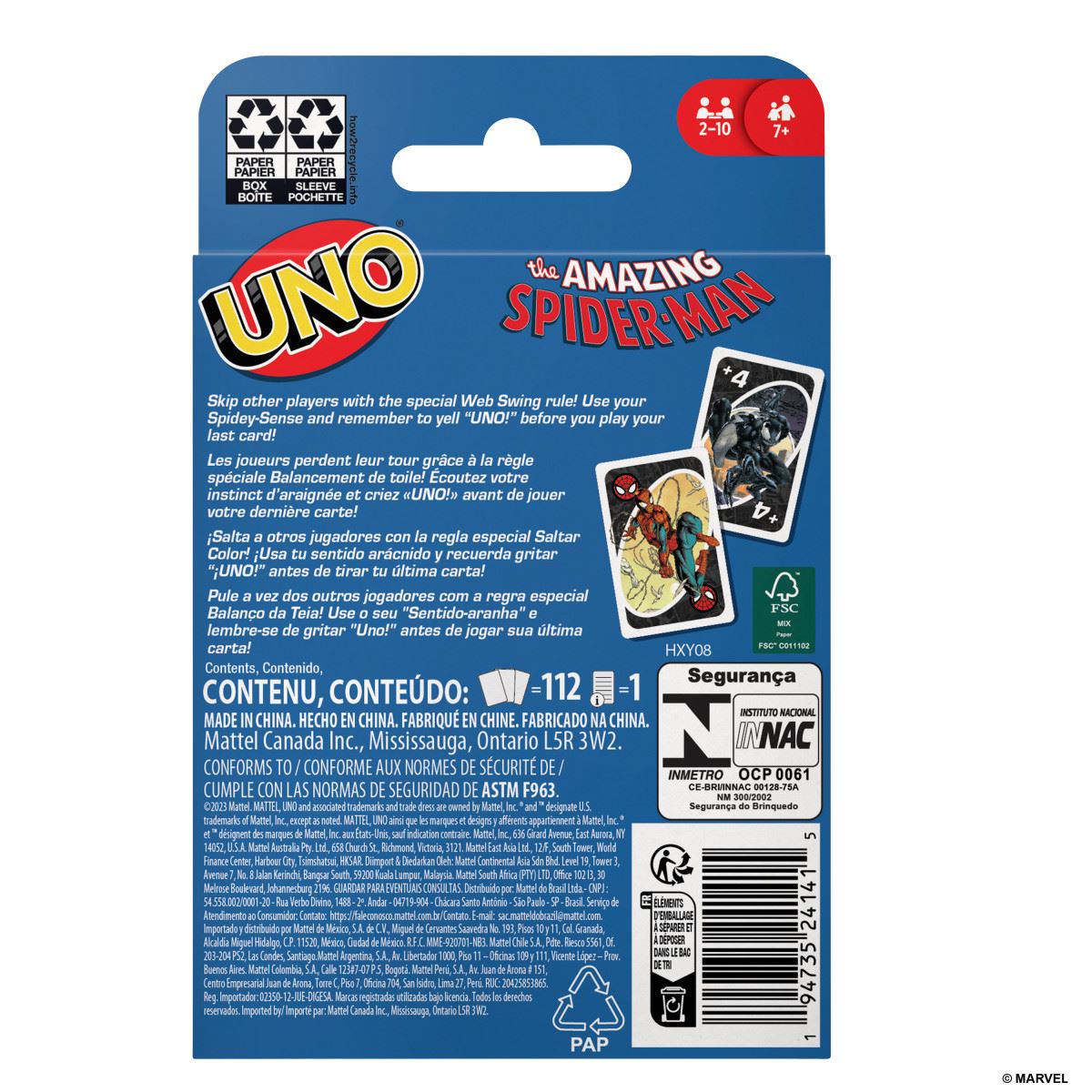 UNO Marvel Spider-Man - Juego de Cartas - Original Mattel