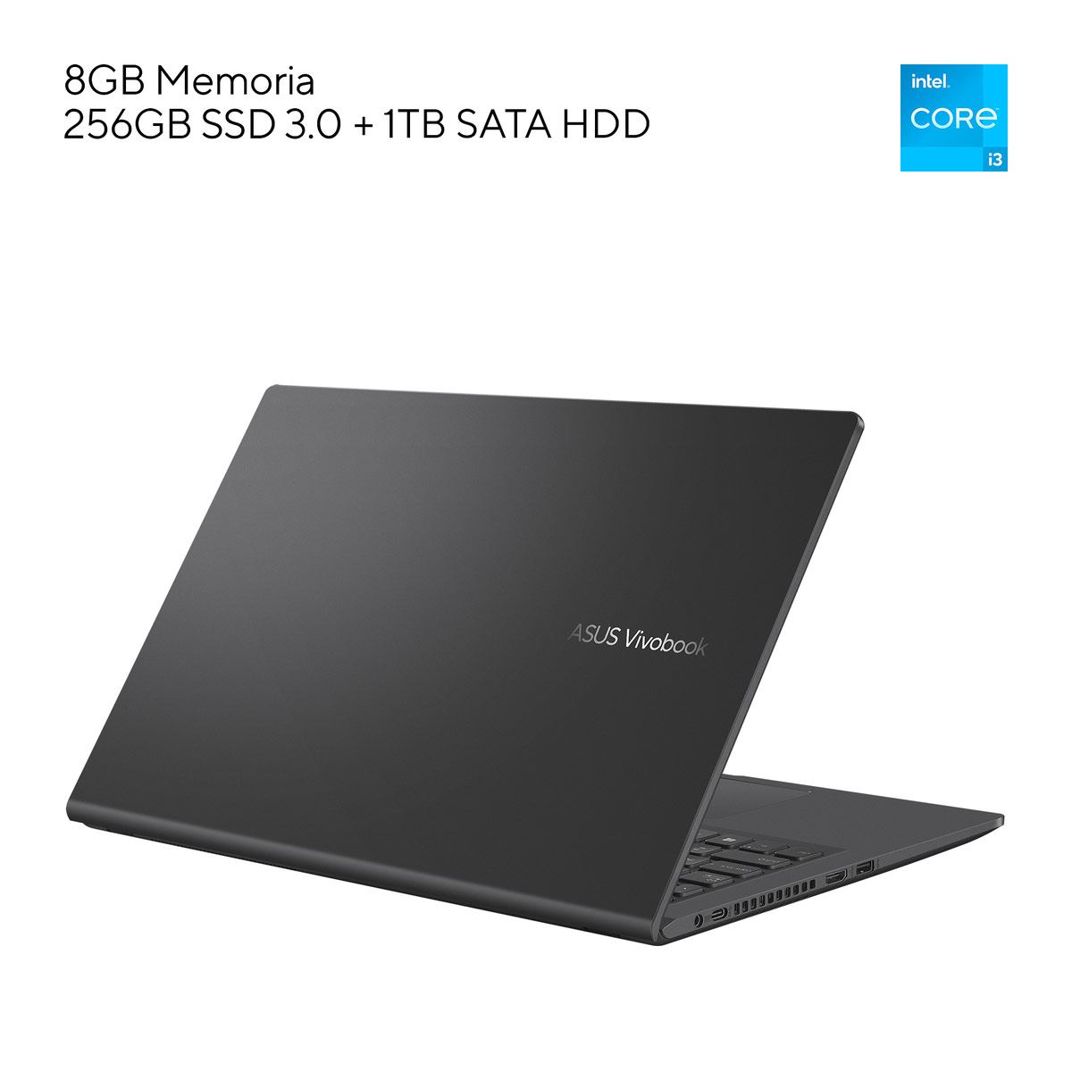 Laptop Asus x1500ea-bq2501w Intel core i3 8gb RAM 1tb+256 ssd color negro