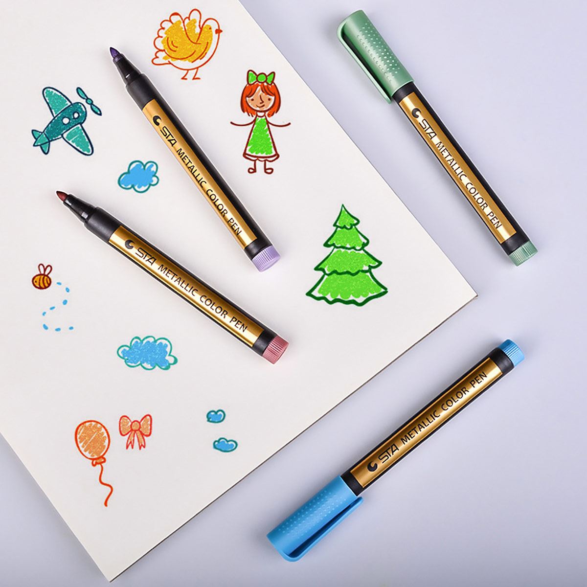 Estuche de 10 plumones colores meta