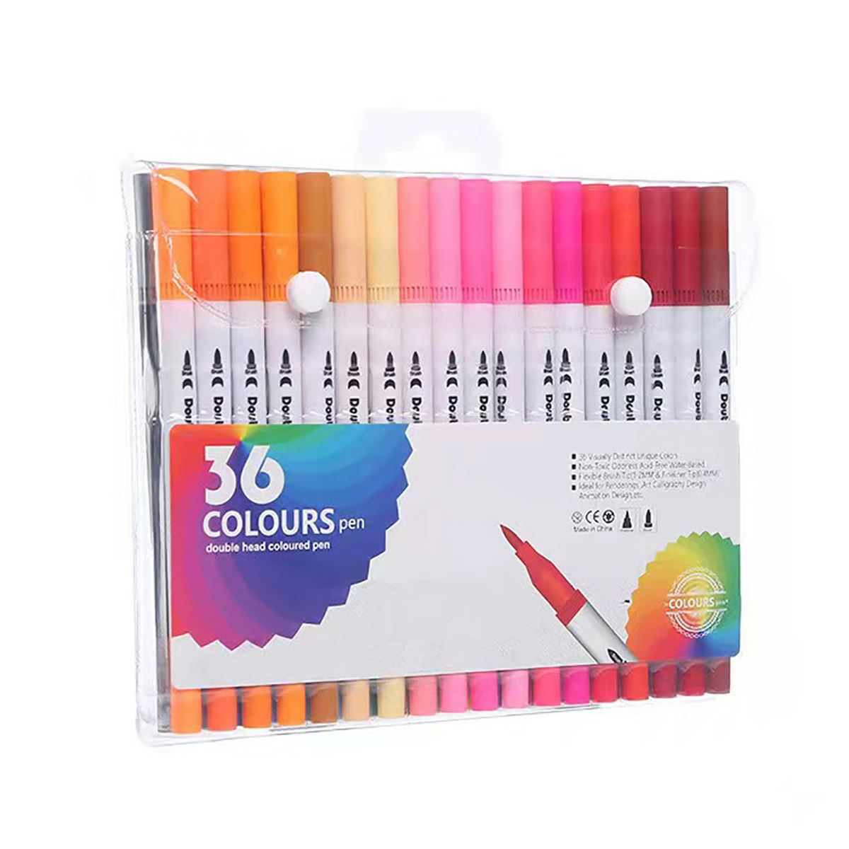Estuche 36 plumones de doble punta