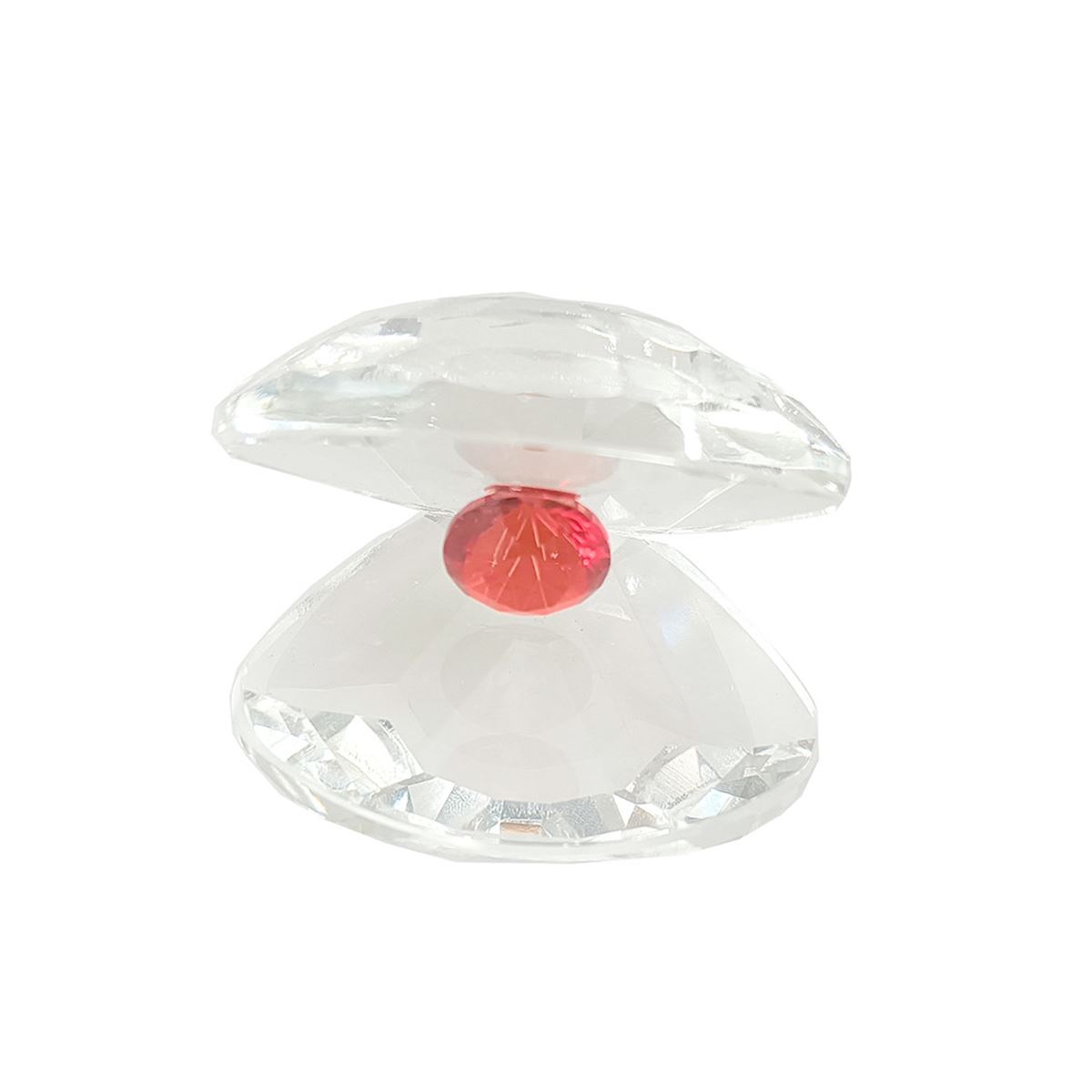 Concha de Cristal Con Diamante Rojo