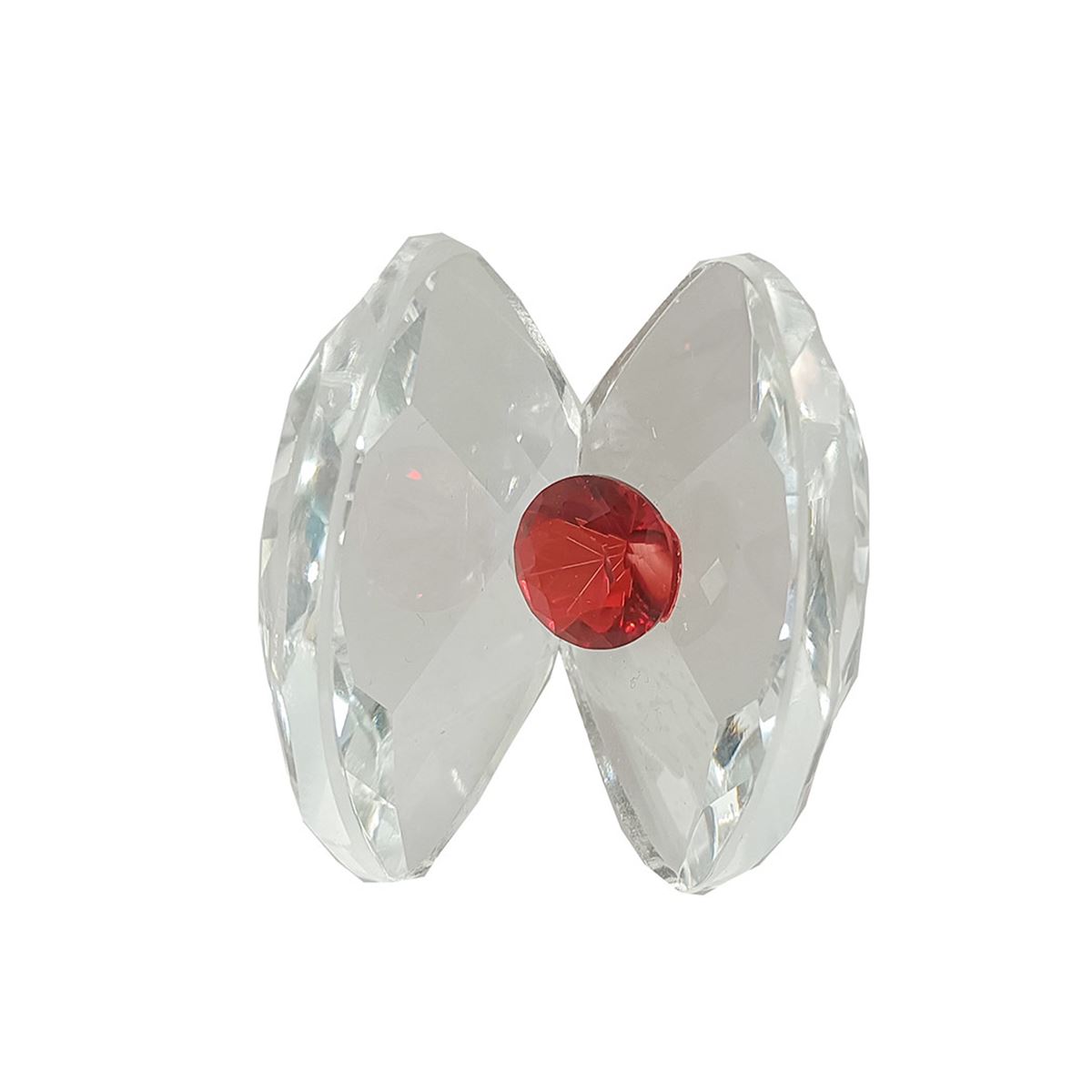 Concha de Cristal Con Diamante Rojo