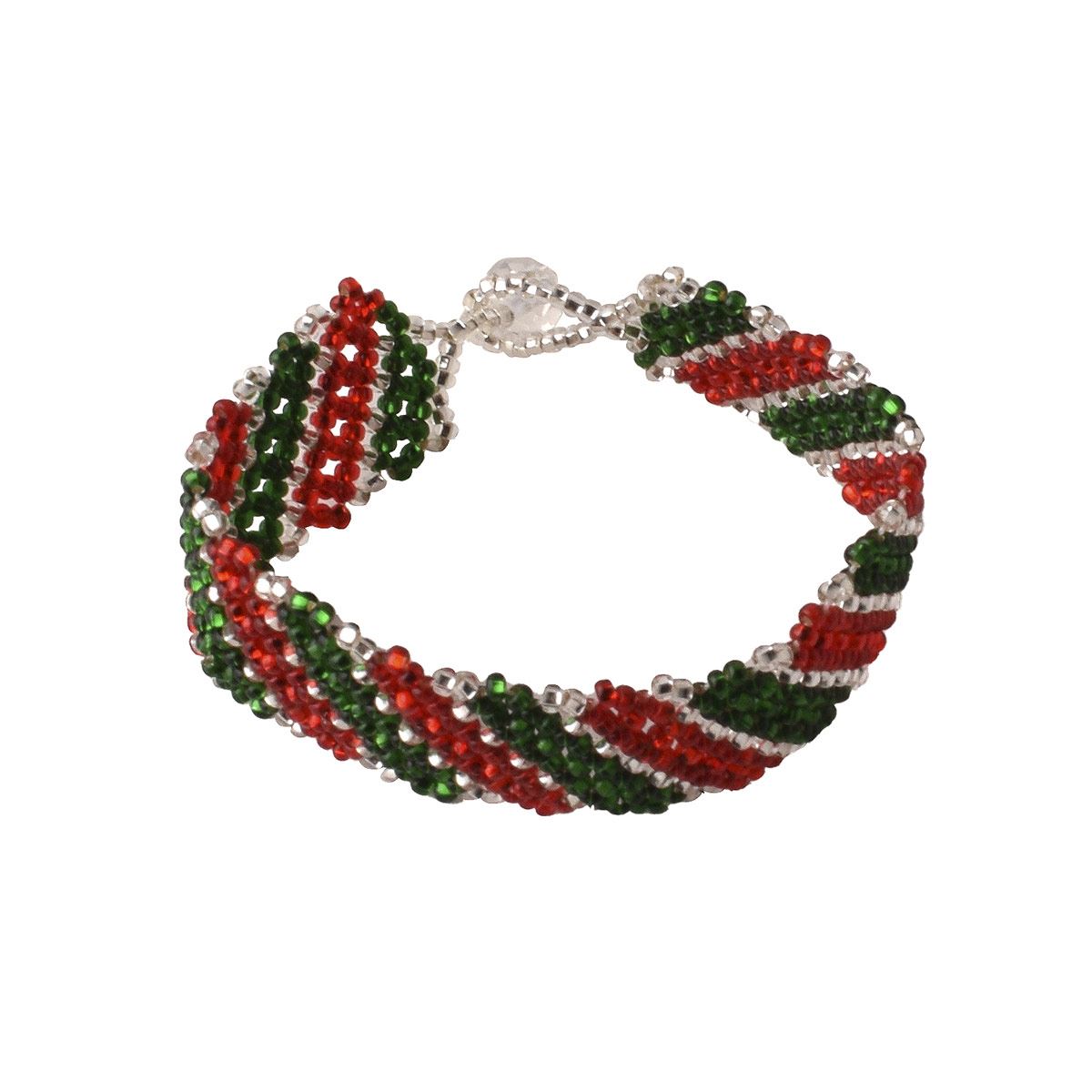 Pulsera Artesanal Tejida Rayas Edición Fiestas Patrias Tricolor Chaquira