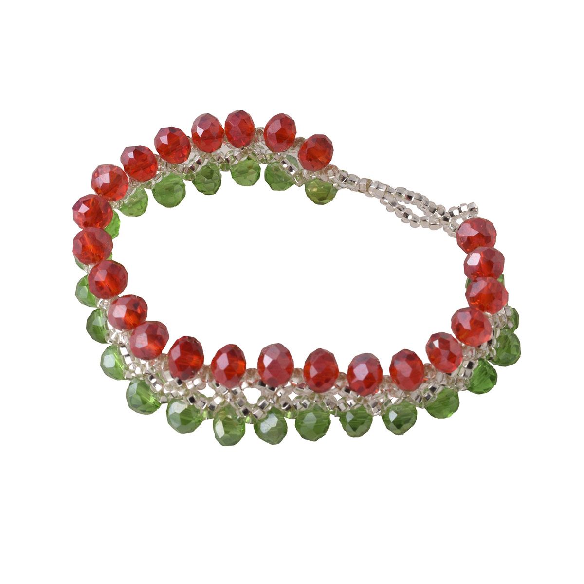 Pulsera Artesanal Trenzado Grueso Cuencas Edición Fiestas Patrias Tricolor Chaquira