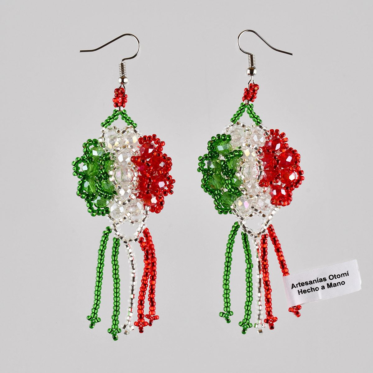 Aretes otomi tricolor mexicano n0002