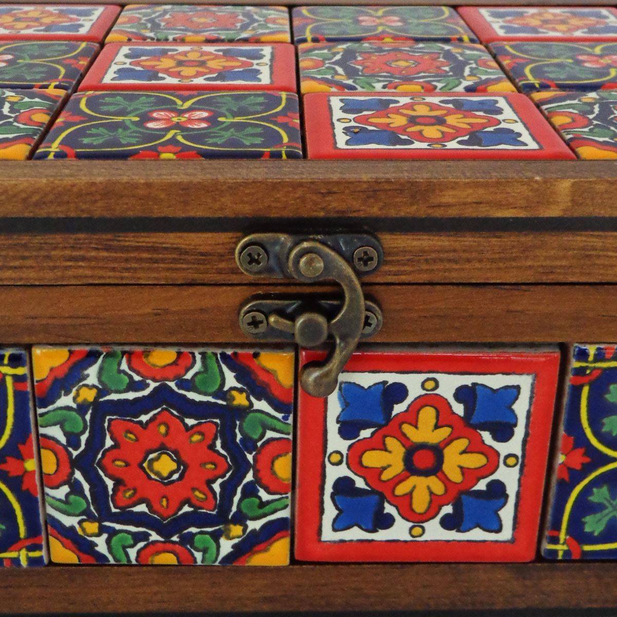 Caja Madera Con Azulejos Y Alhajero Removible