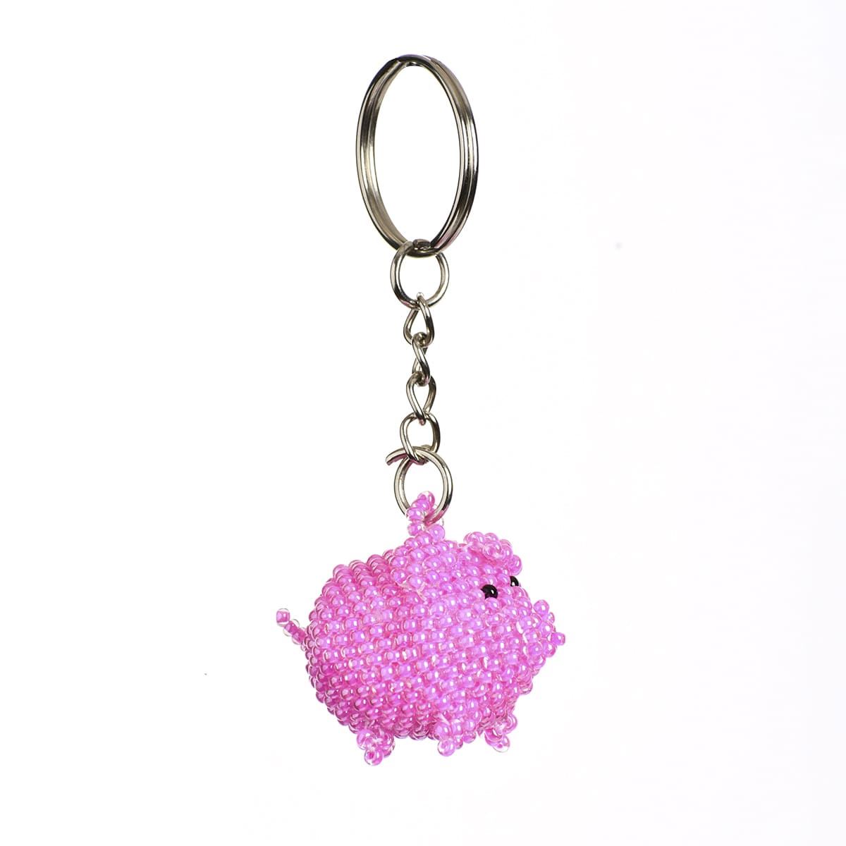 Llavero Cerdito Chaquira Artesanal