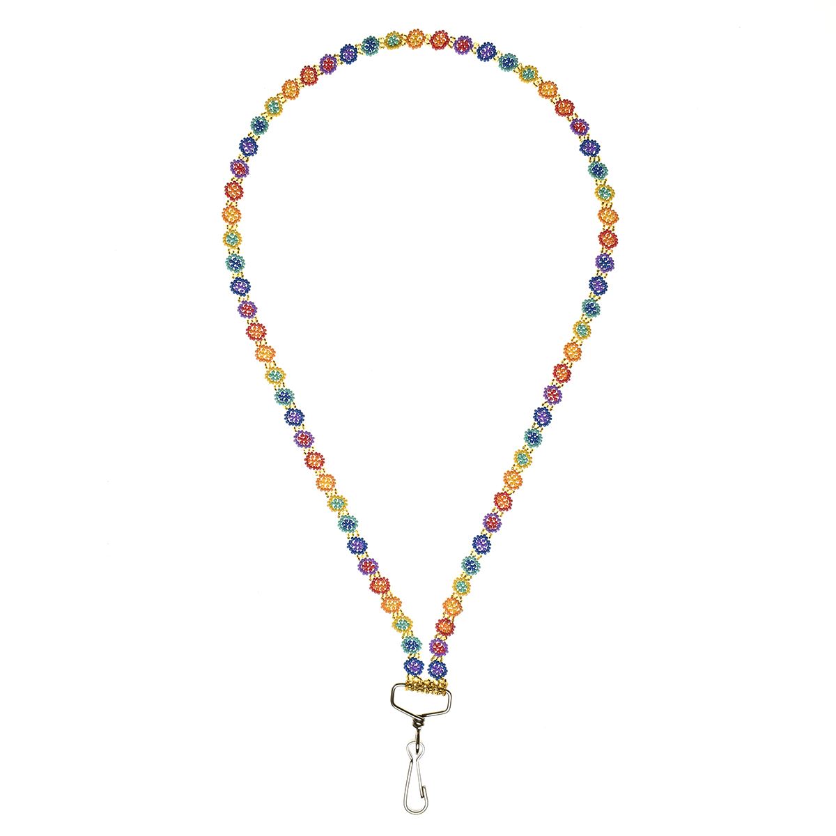 Porta Gafete Dorado Chaquira Artesanal