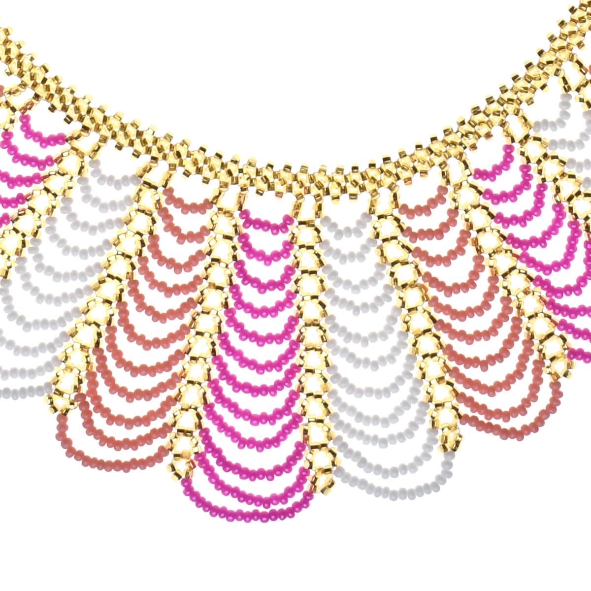 Collar Tejido Flor Chaquira Artesanal