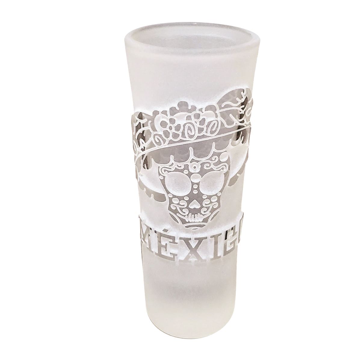 Vaso Tequilero Cristal Diseño Artesanal Grabado Calavera 2oz