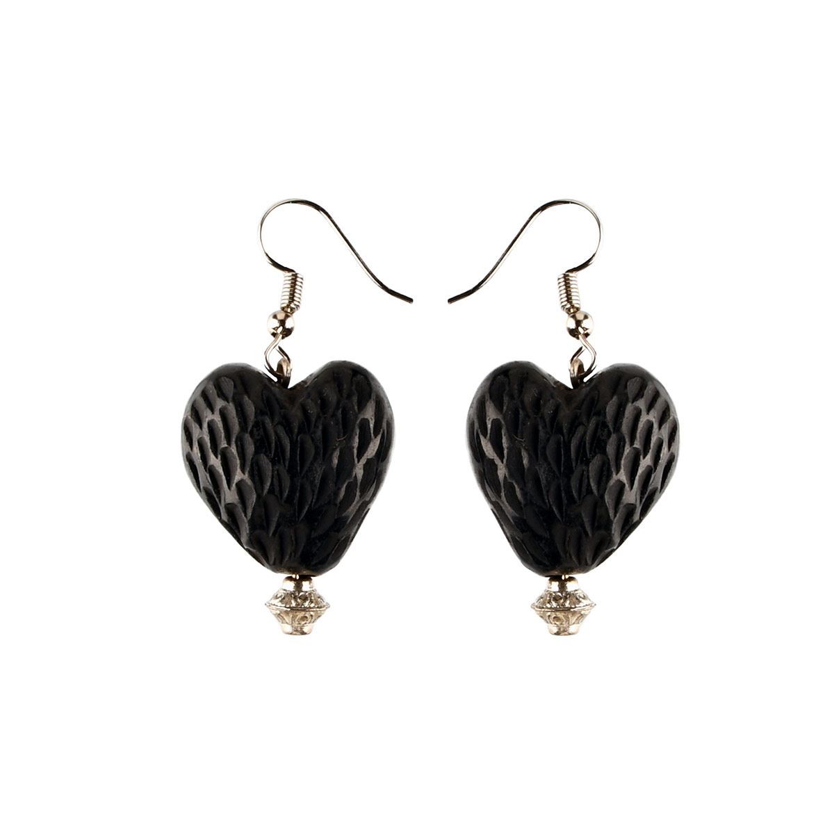 Aretes barro forma corazón agrecado
