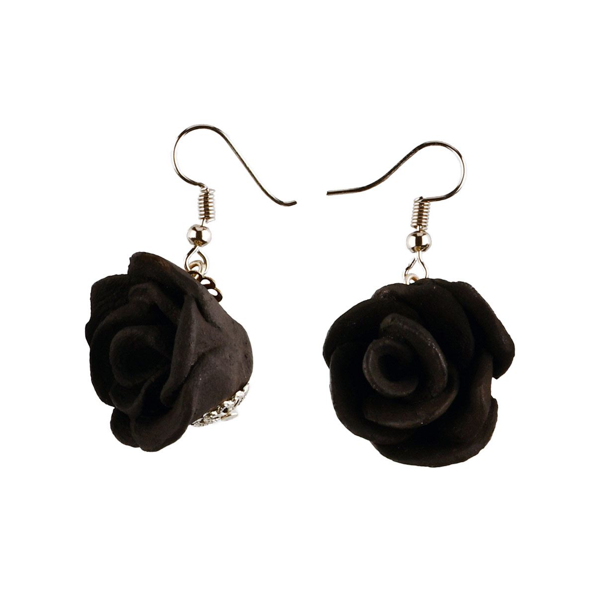 Aretes barro negro forma flor