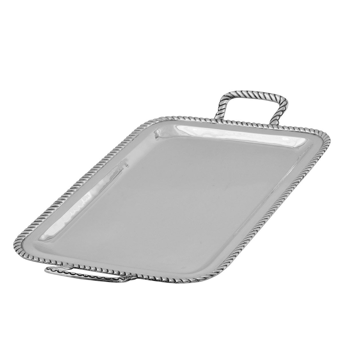 Charola rectangular con diseño - plata ley .925