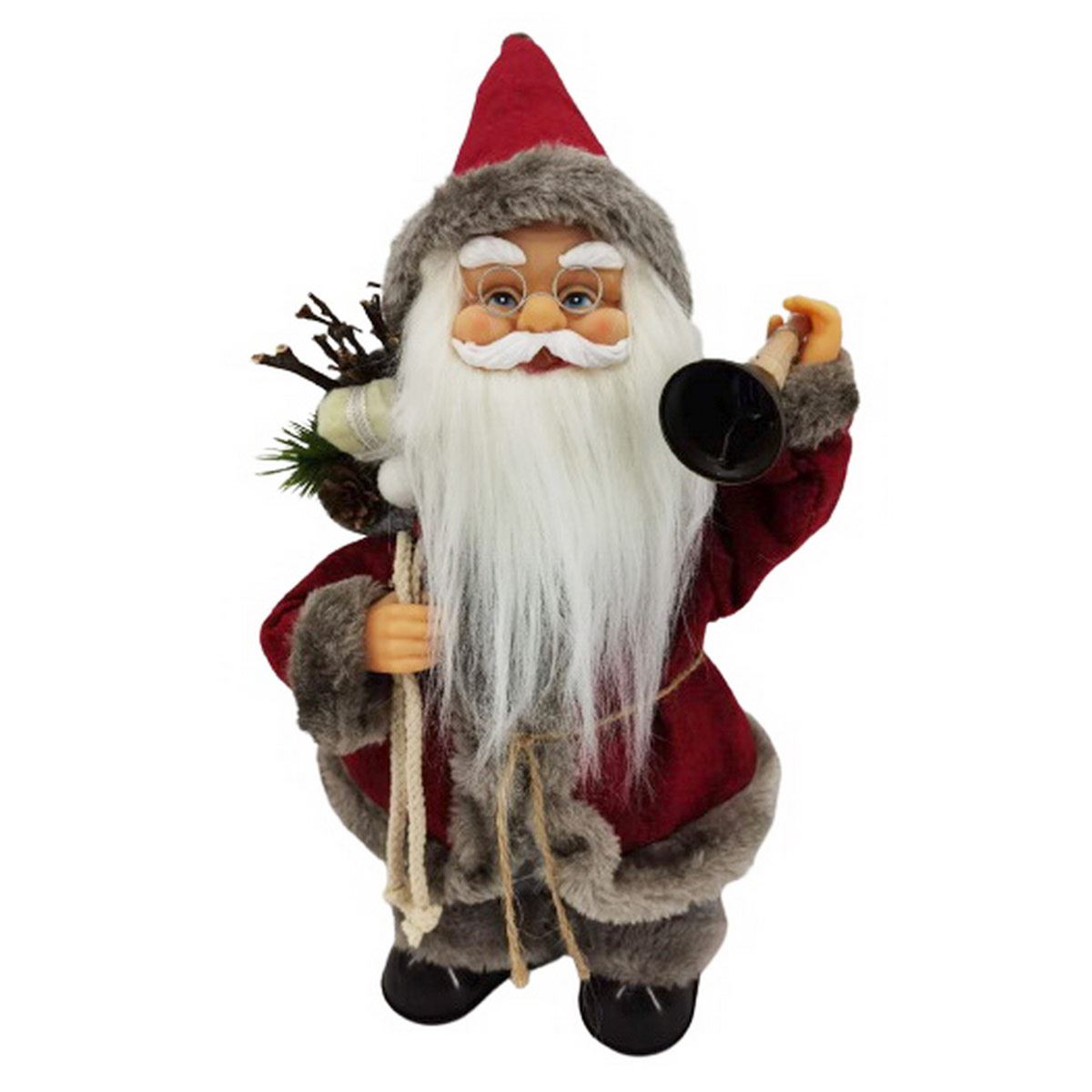 36cm Santa Manos Saludando  y moviendo  Los Pies  con Bolsa Y Campana