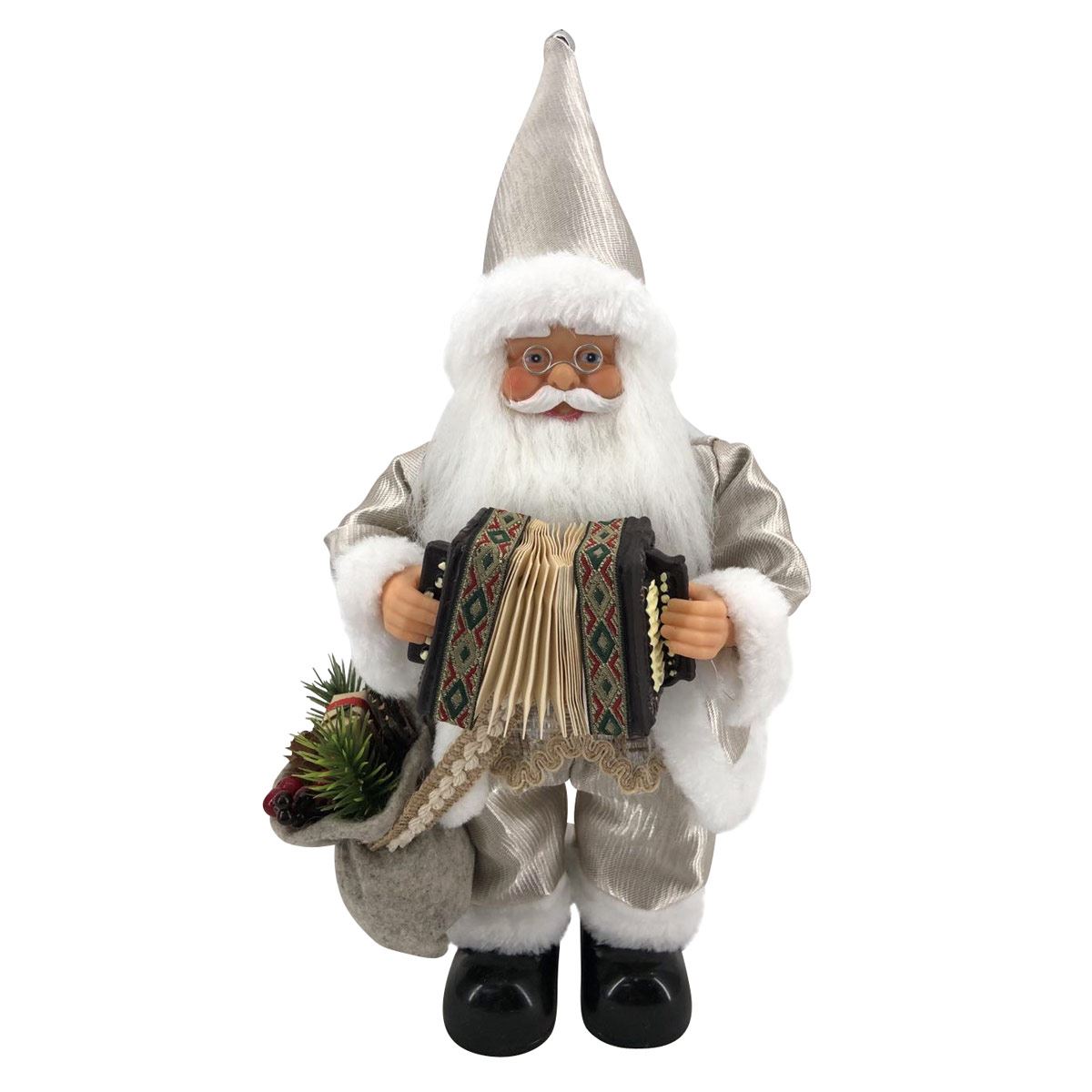 Figura Decorativa Santa Tocando el Acordeon