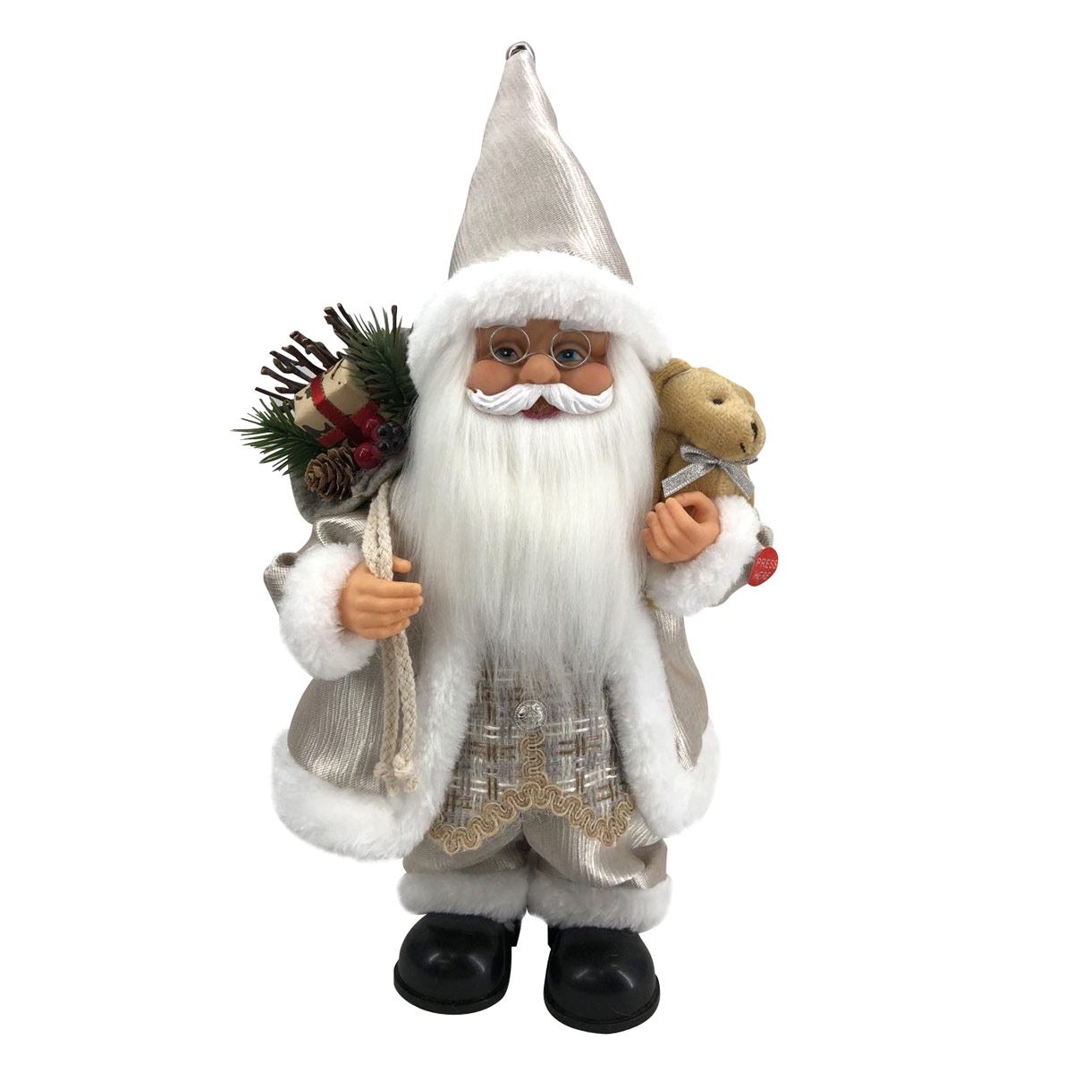 Figura Decorativa Santa  con Oso de Peluche