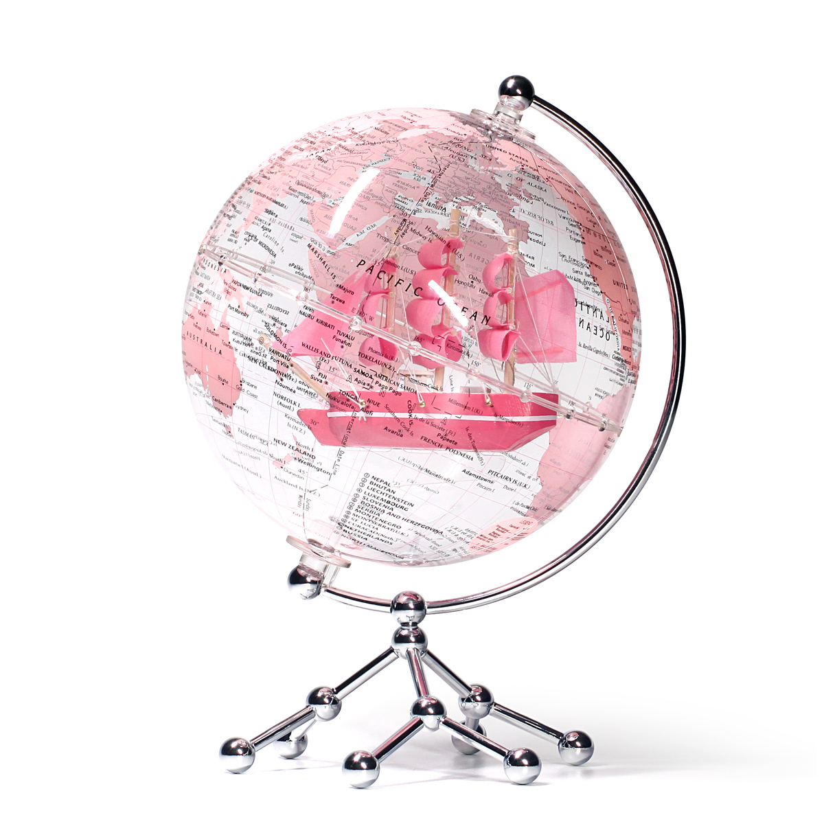 Figura Decorativa Globo Terráqueo Transparente Continente Rosa Ningbo Win Win