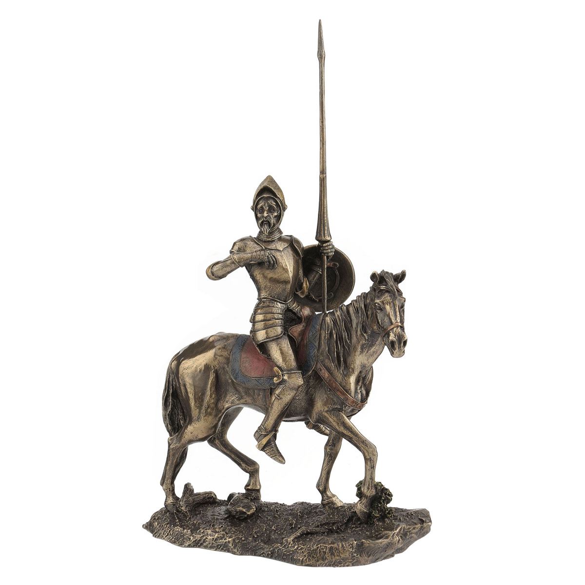 Don quijote en caballo con armadura