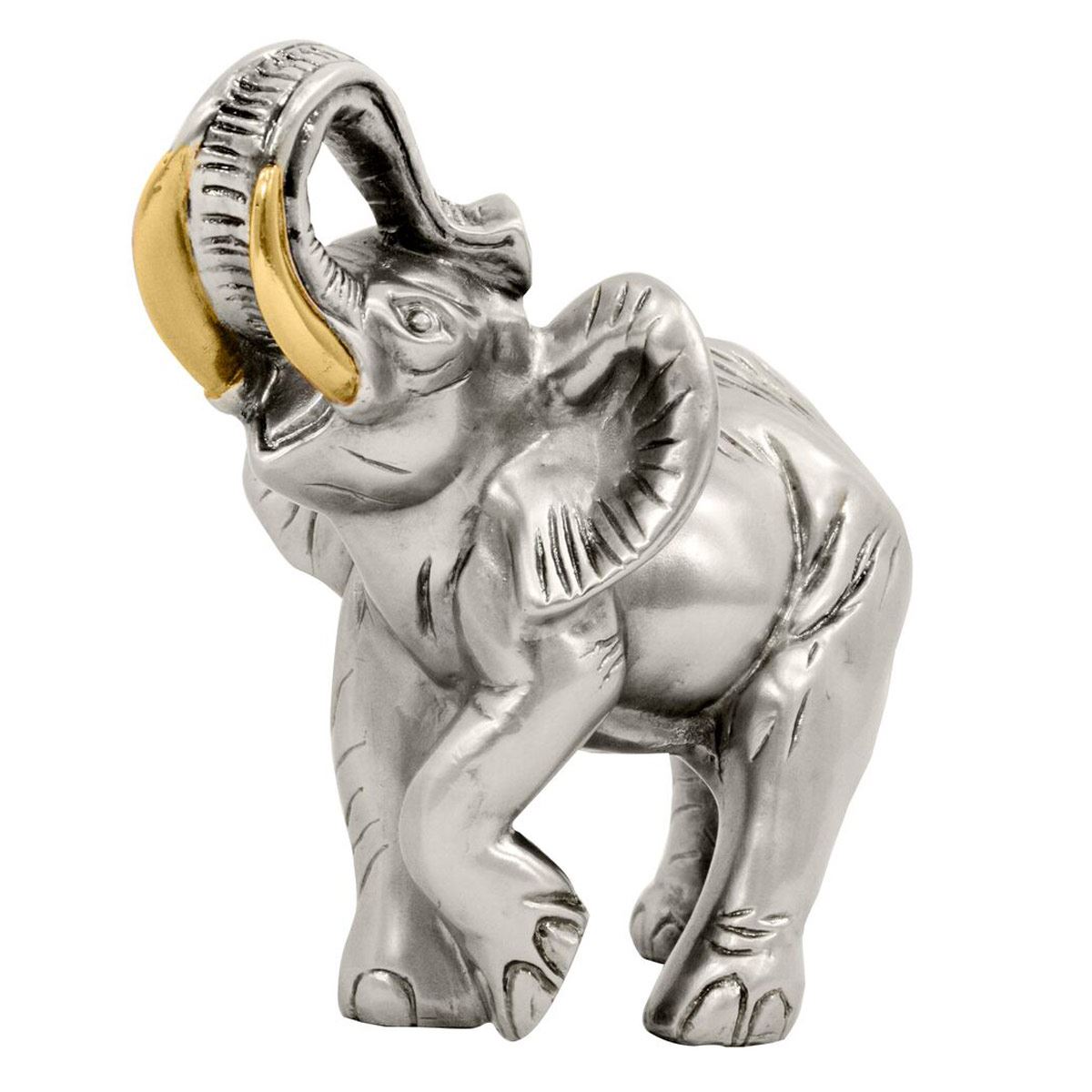 Elefante dumbo 20cm en níquel colmillos dorados