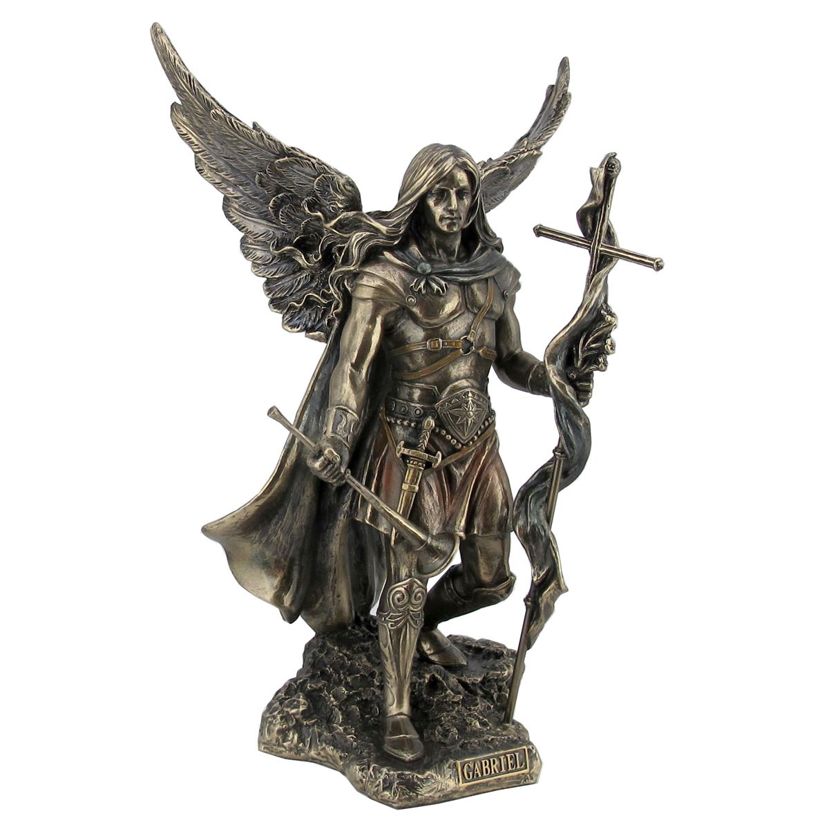 Arcángel Gabriel con cruz y trompeta