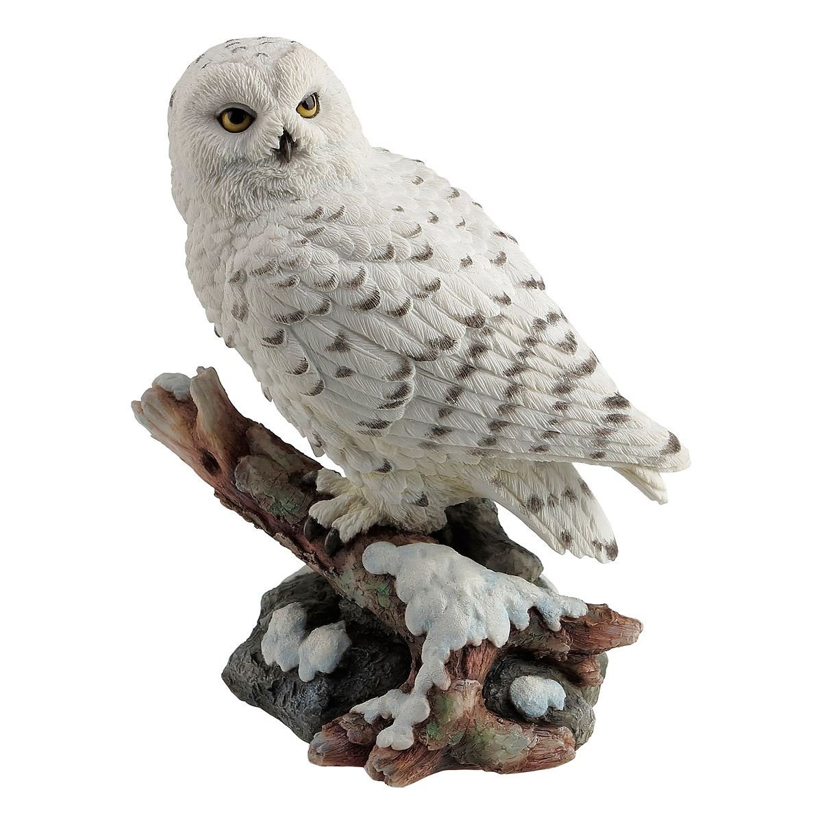 Snow owl perching on branch