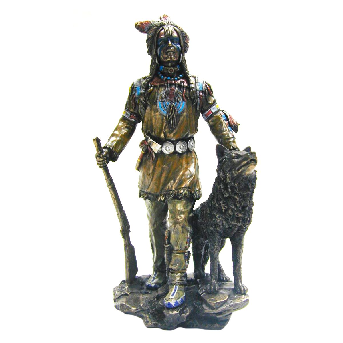 Indio guerrero y su lobo