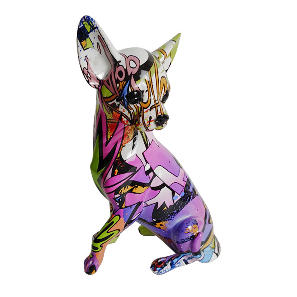 Figura Decorativa Resina Perro Chihuahua Multicolor