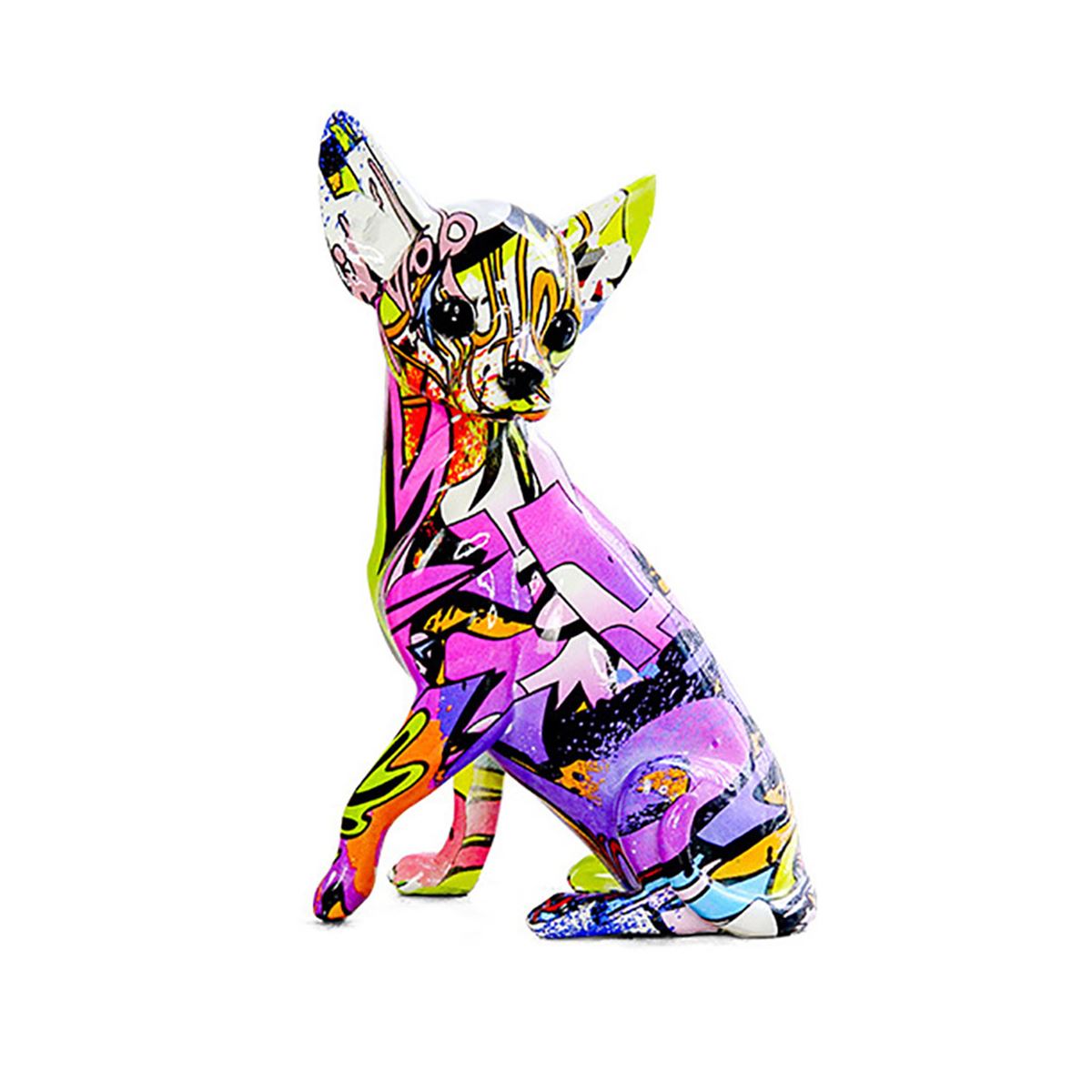 Figura Decorativa Resina Perro Chihuahua Multicolor