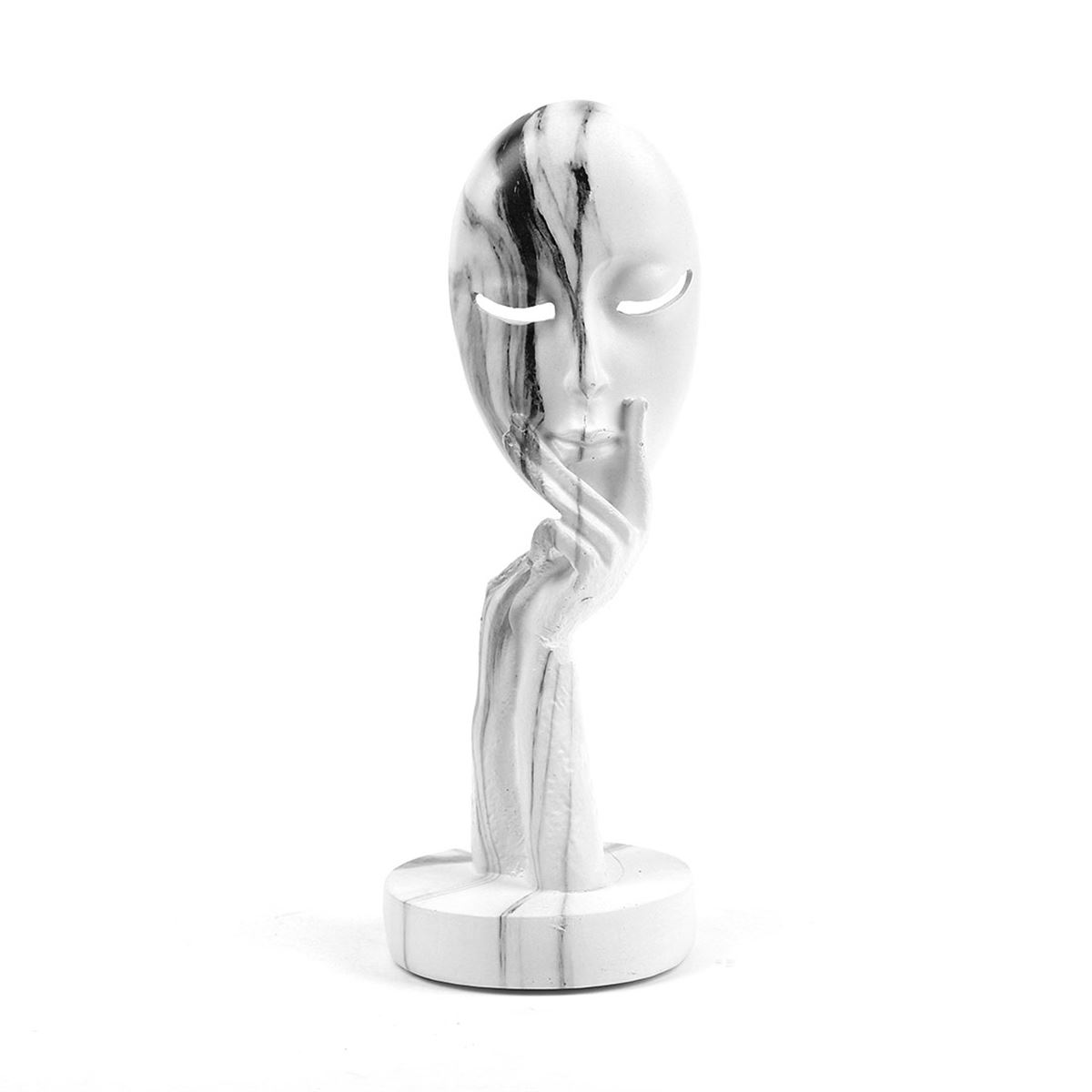 Figura Decorativa Resina Rostro Pensante Chico Blanco