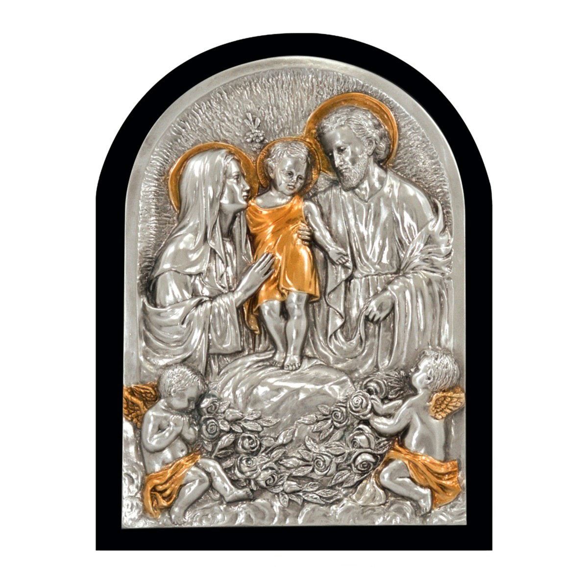 Figura Religiosa Relieve Sagrada Familia con Angeles