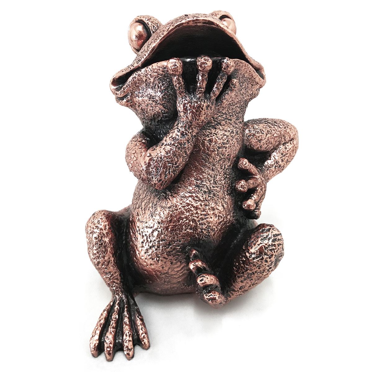 Figura rana mano en la quijada Torogoz cobre