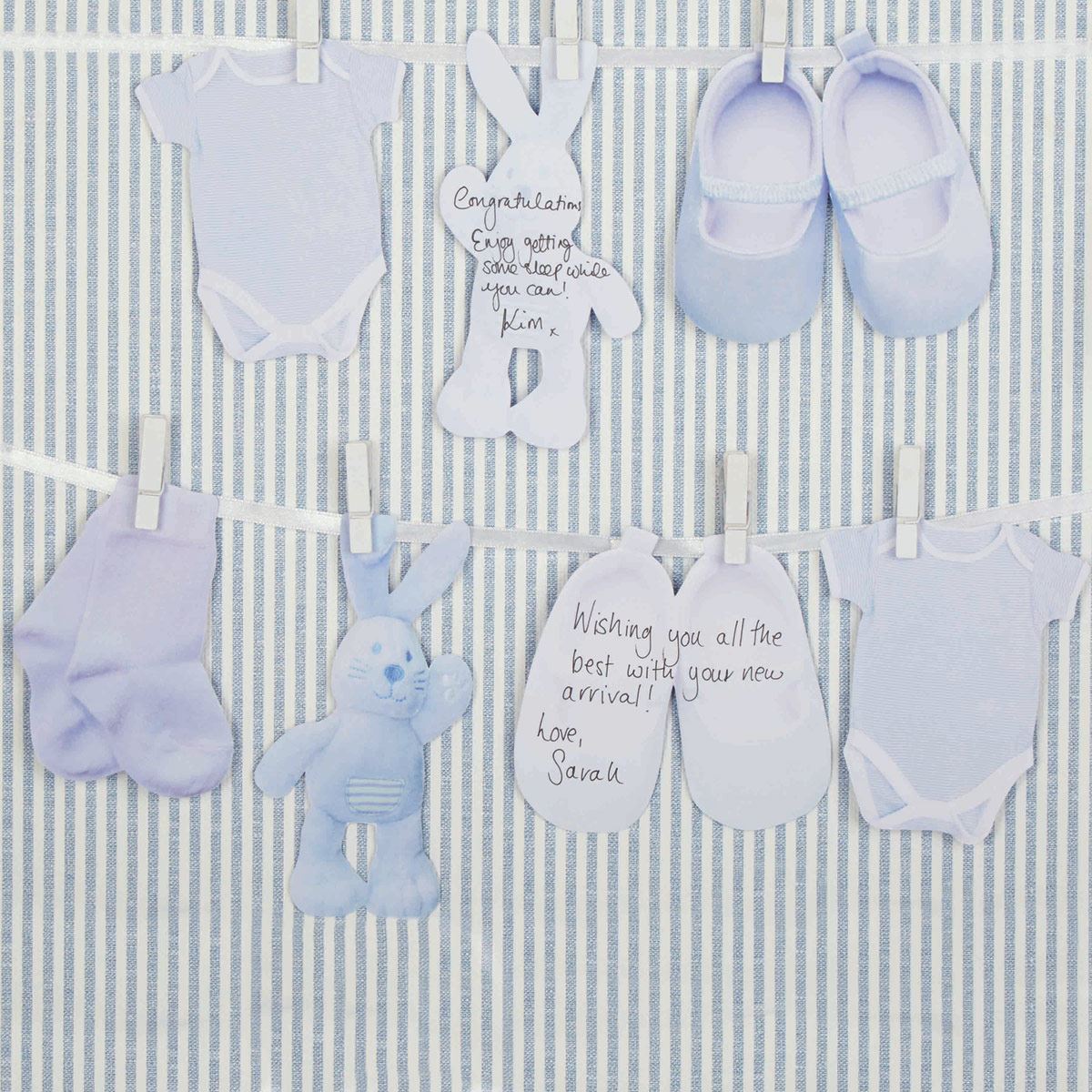 Guirnalda ropa Baby shower azul