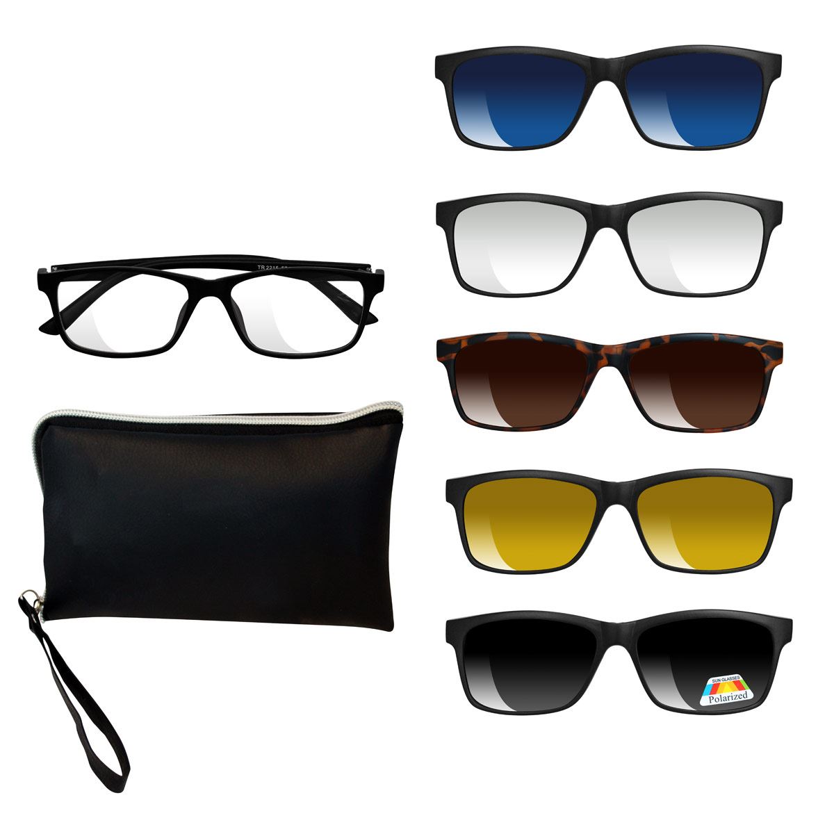 Armazón + 5 Clips Solares Dachuan Negro 2215 Unisex