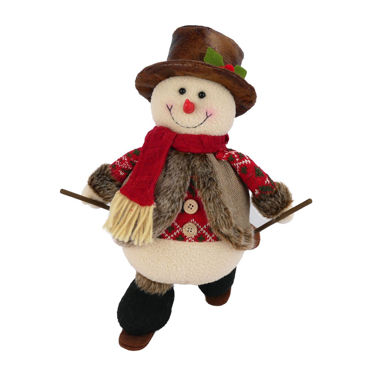 Muñeco de nieve esquiando peluche