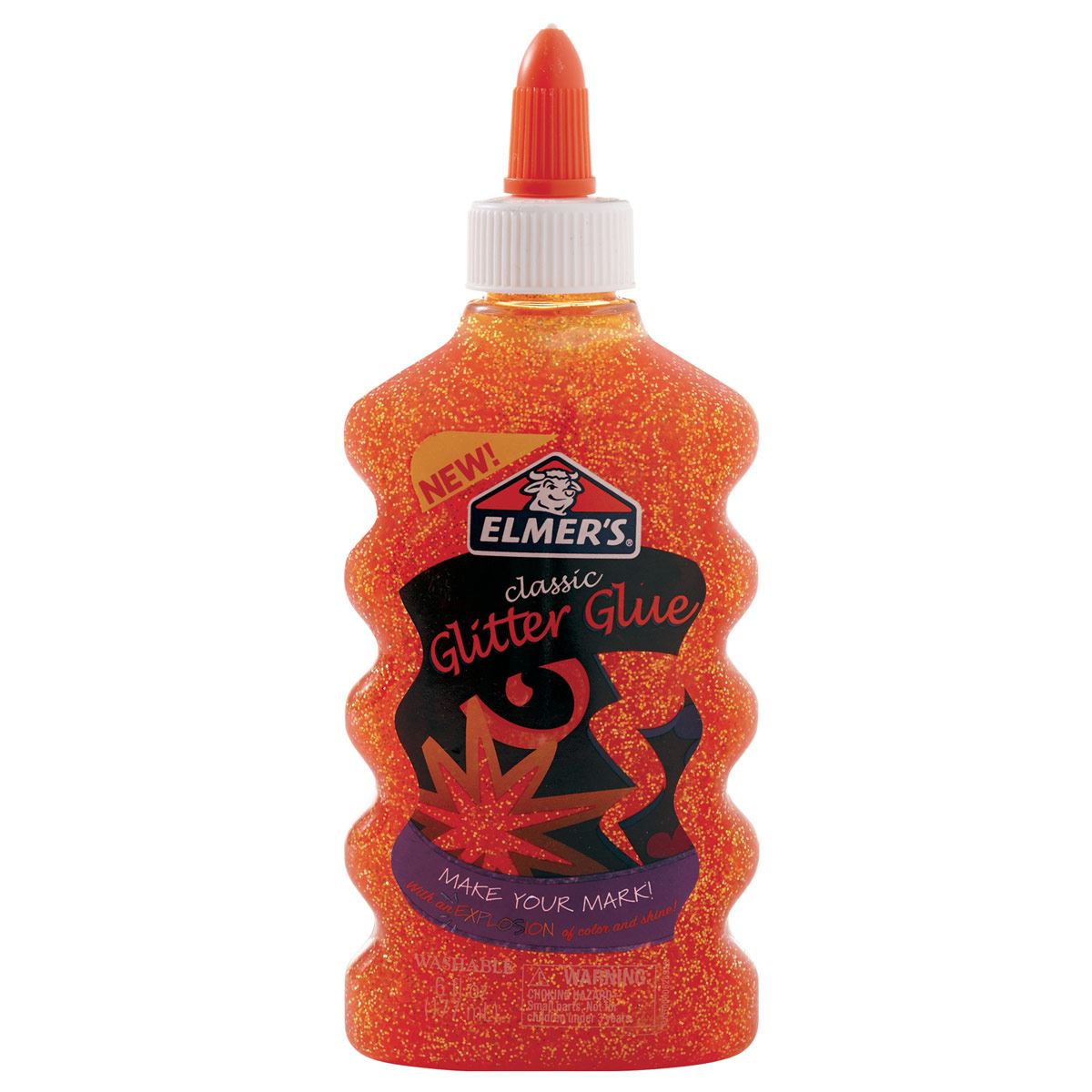 Pegamento Elmers liquido con brillos glitter naranja