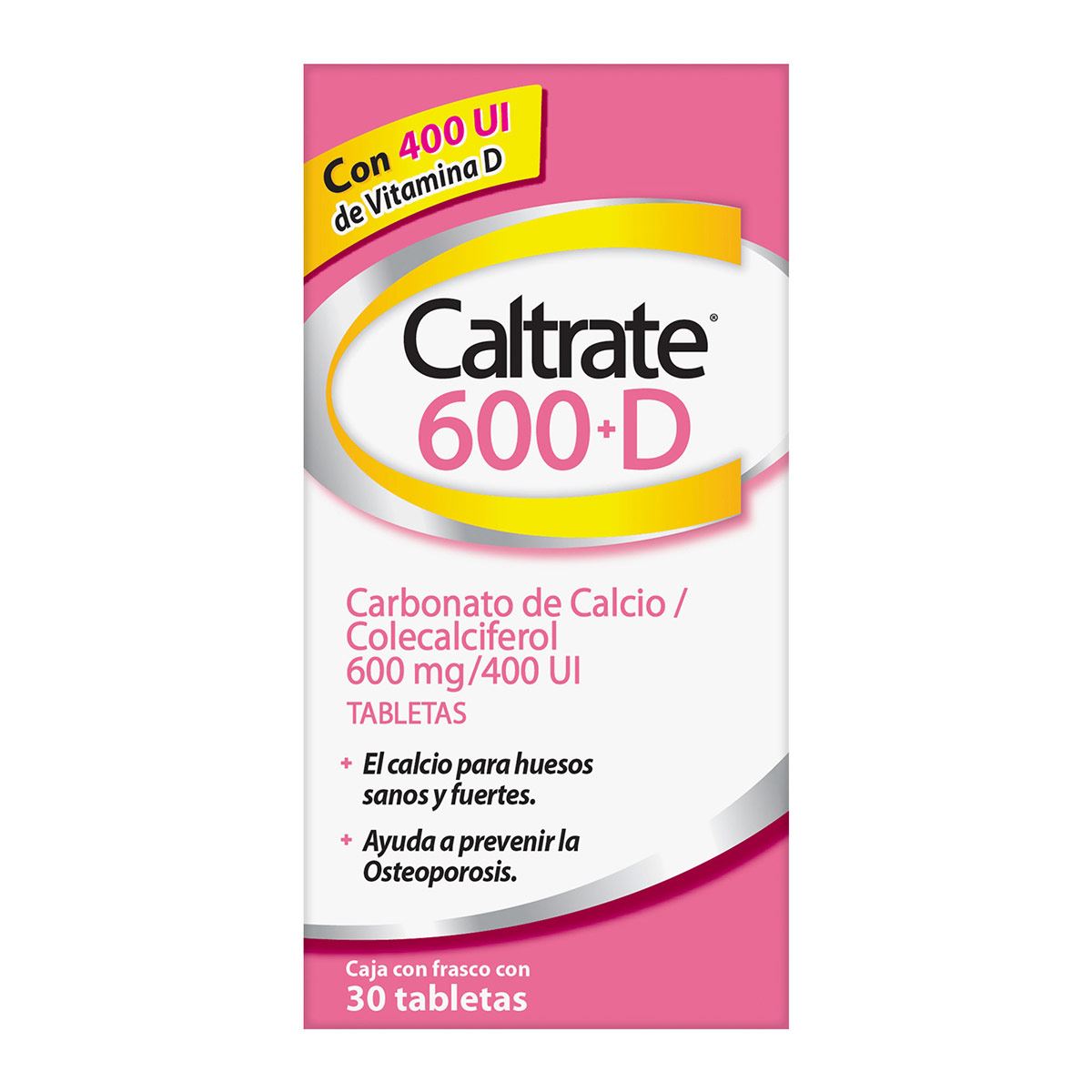 Suplemento de Calcio Caltrate 600 +D 600mg / 400 UI Frasco con 30 tabl