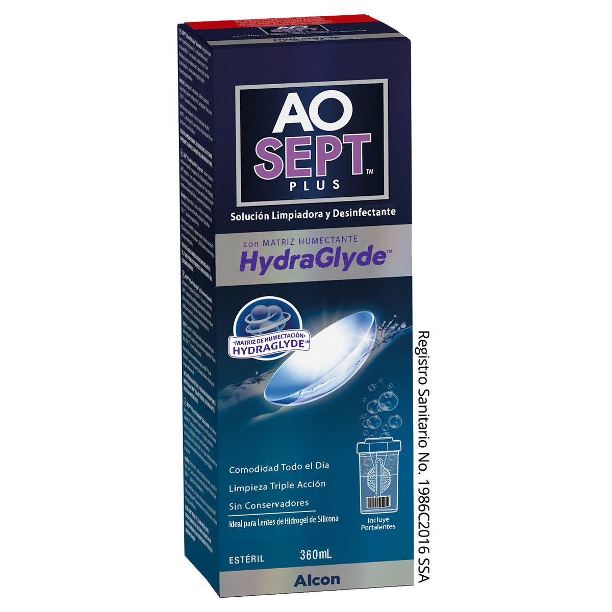 Solucion Aosept Plus con Hydraglye para lentes de contacto